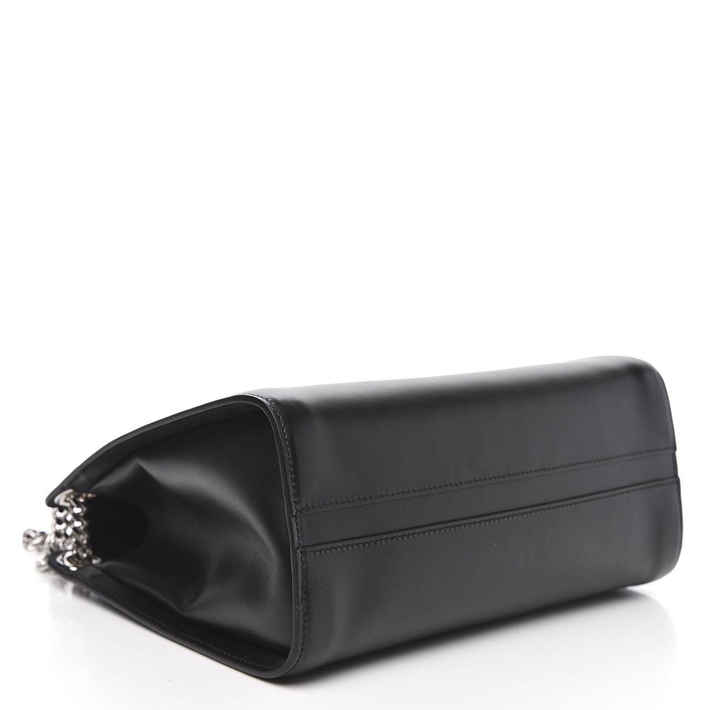 Shiny Calfskin Medium Annie Shoulder Bag Black