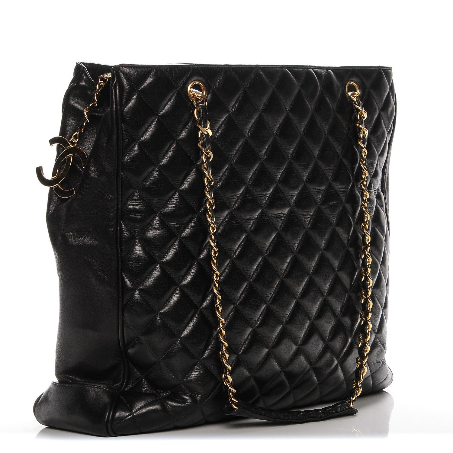 Chanel Lambskin Quilted Shopping Tote Black 3 of 7