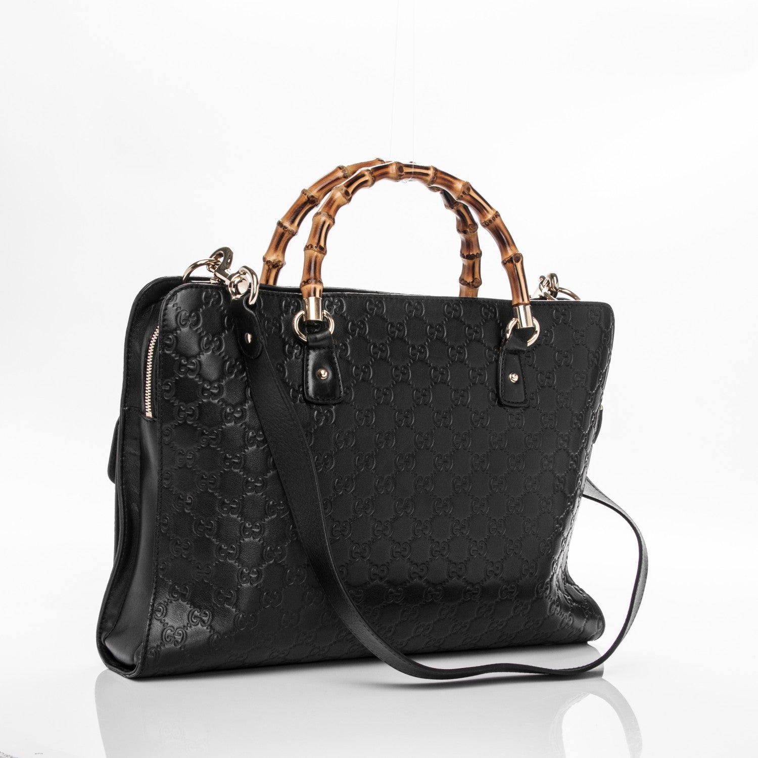 Gucci Guccissima Bamboo Messenger Bag Black 3 of 9