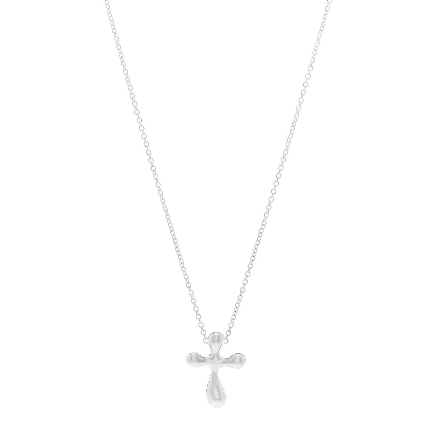 Tiffany Sterling Silver 12mm Elsa Peretti Cross Pendant Necklace 1 of 4