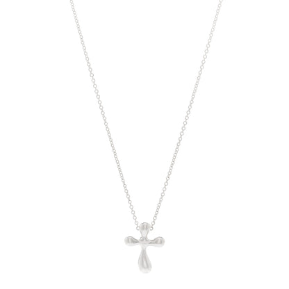 Tiffany Sterling Silver 12mm Elsa Peretti Cross Pendant Necklace 1 of 4