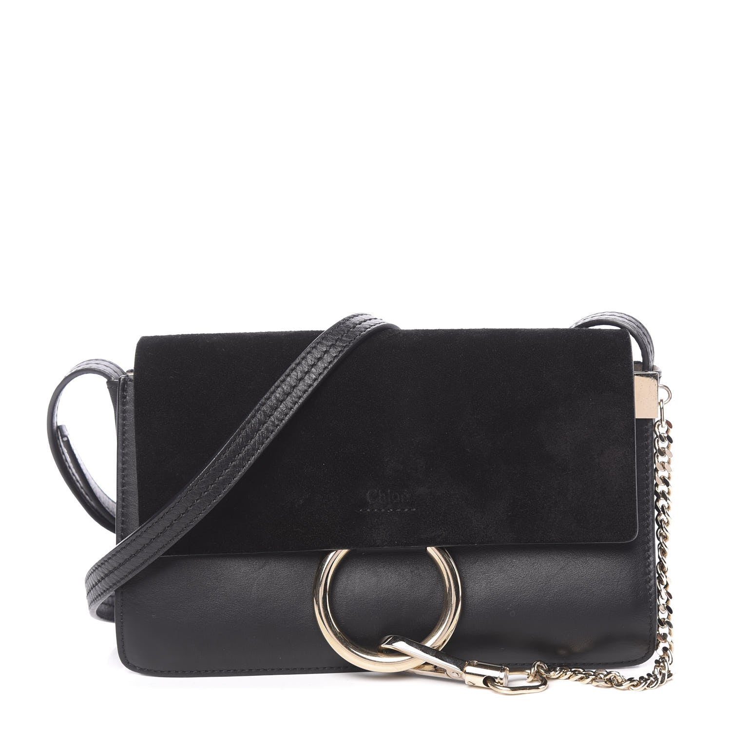 Chloe Suede Calfskin Small Faye Shoulder Bag Black 1 of 9