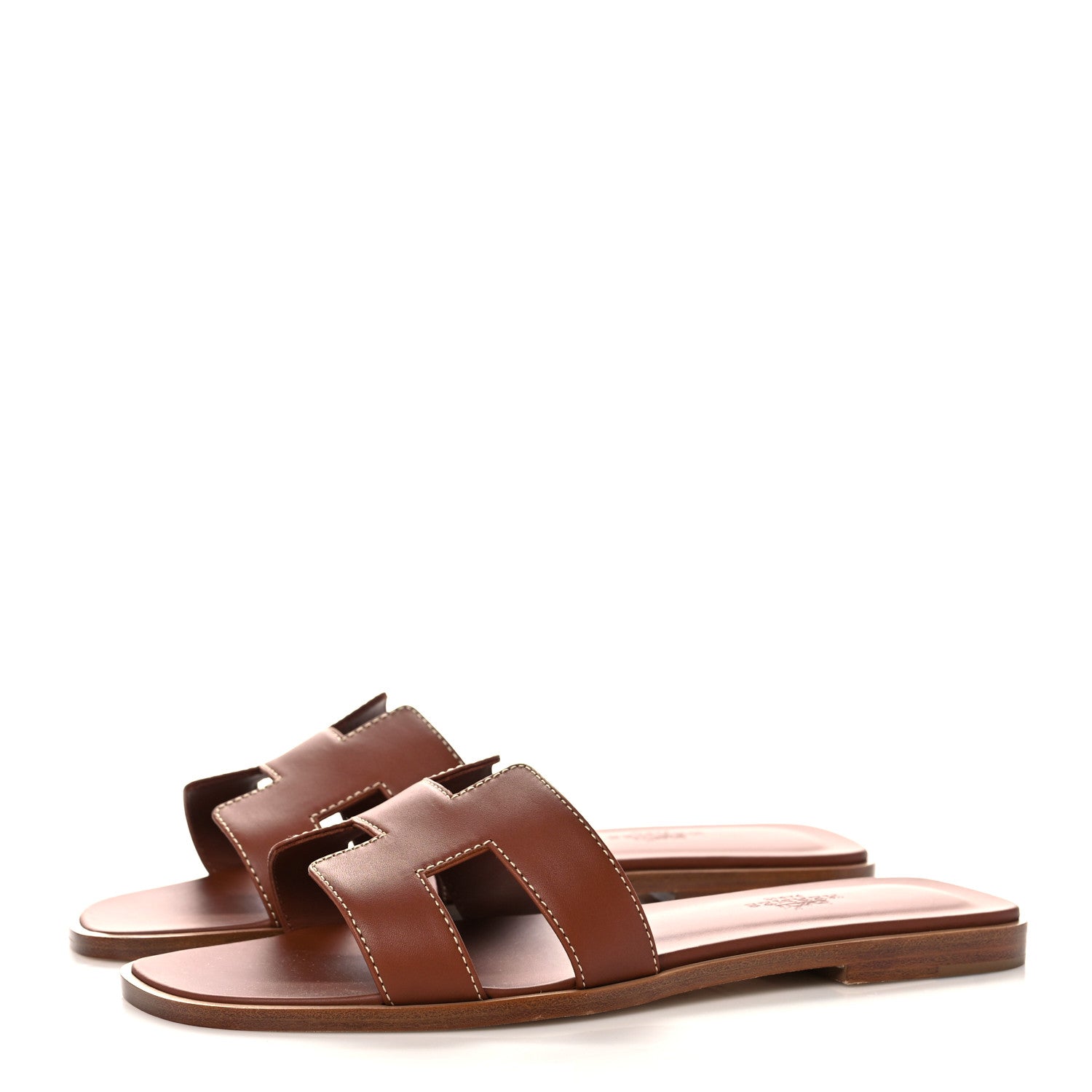Hermes Box Calfskin Oran Sandals 37 Gold 3 of 9