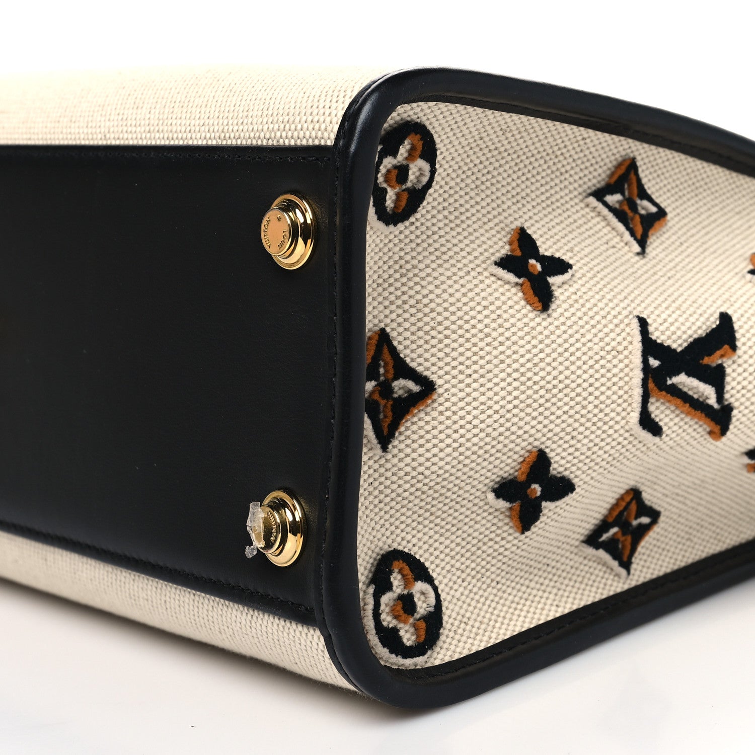 Louis Vuitton Canvas Calfskin Monogram On My Side MM Black 9 of 10