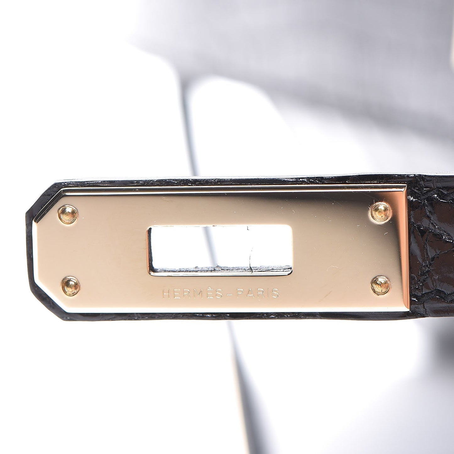 Shiny Niloticus Crocodile Kelly Cut Pochette Black