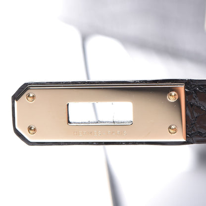 Hermes Shiny Niloticus Crocodile Kelly Cut Pochette Black 10 of 24