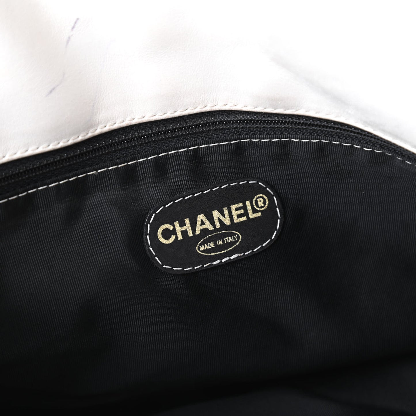 Lambskin CC Bi-Color Tote White Black