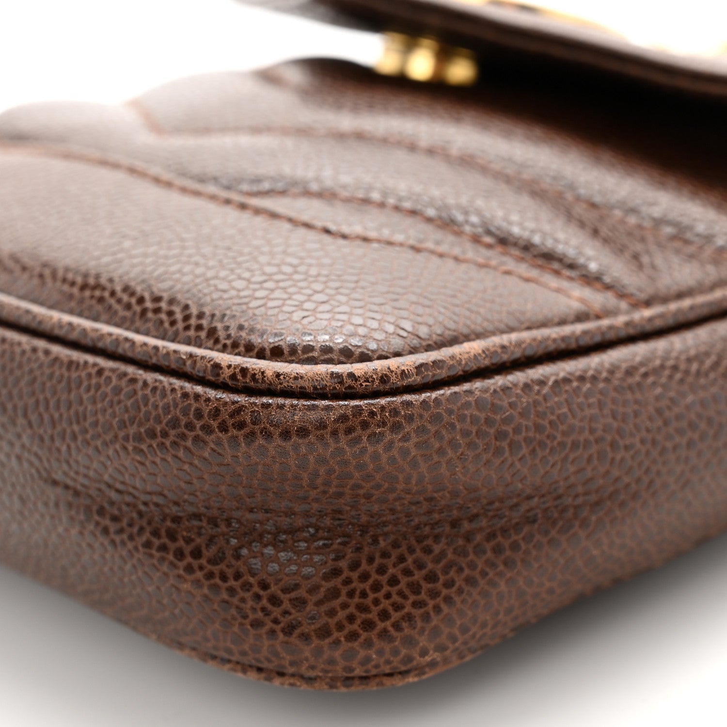 Chanel Caviar Chevron Envelope Flap Bag Brown 10 of 11