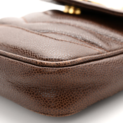 Chanel Caviar Chevron Envelope Flap Bag Brown 10 of 11