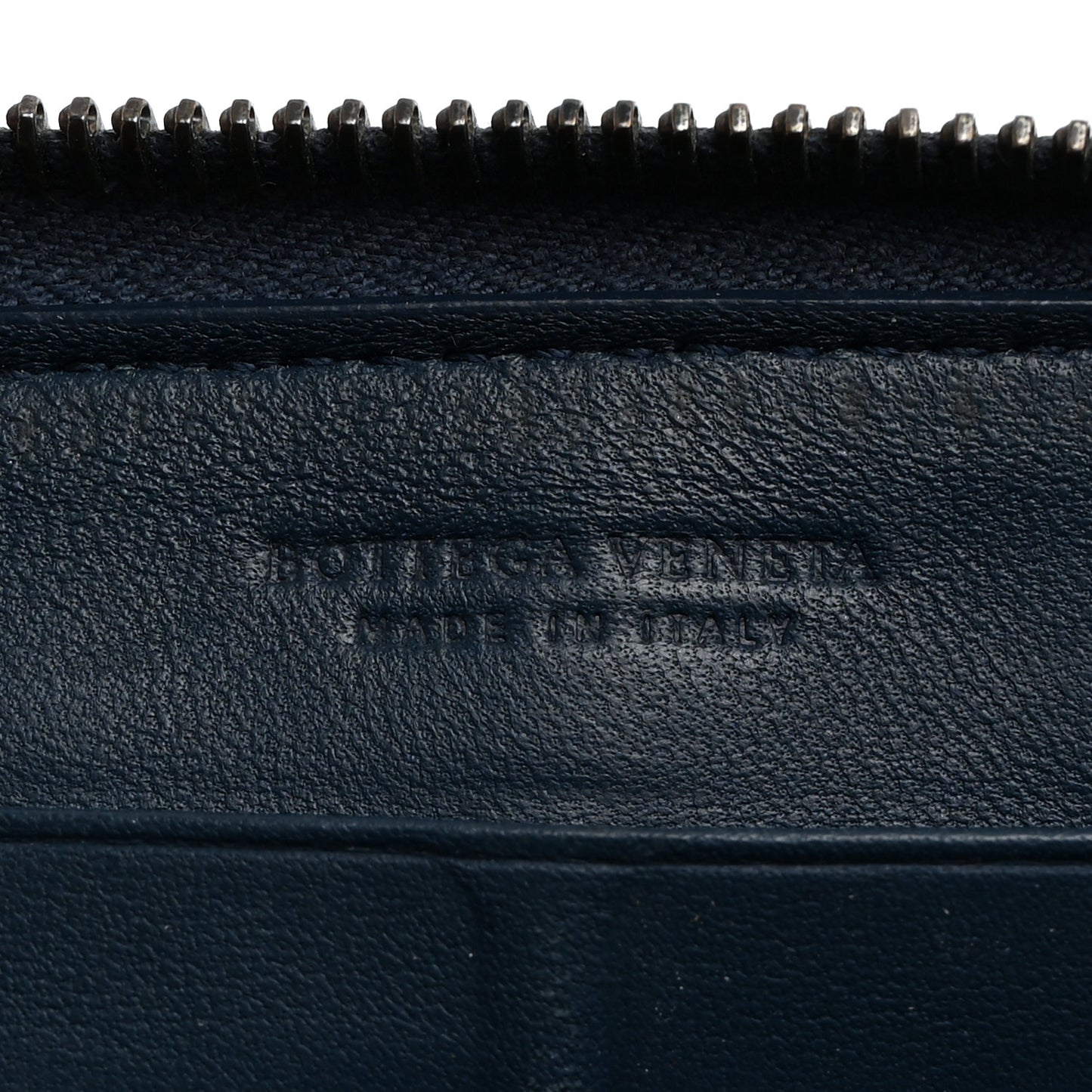 Nappa Intrecciato Zip Around Wallet Blue