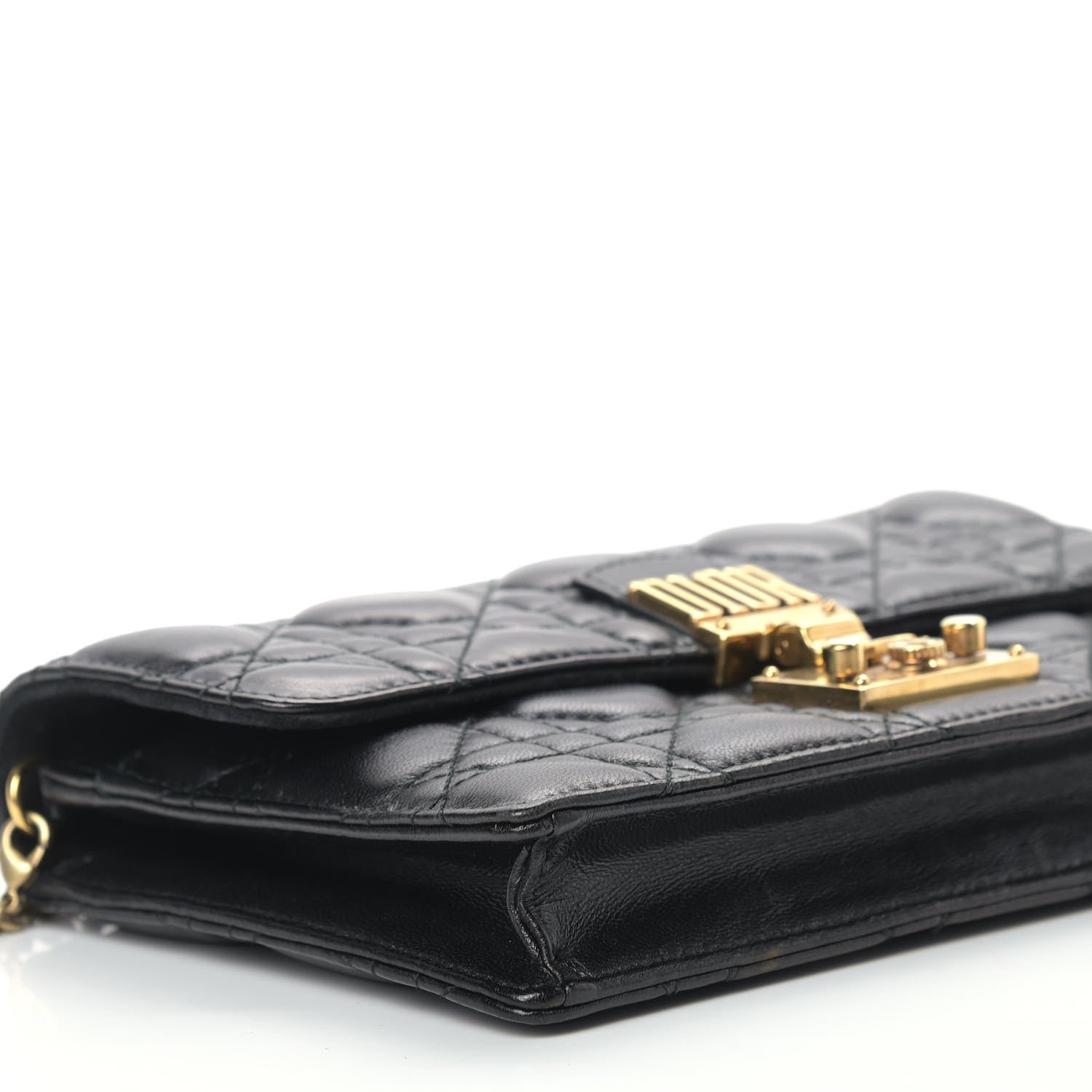 Christian Dior Lambskin Cannage Dioraddict Wallet on Chain Clutch Black 7 of 8