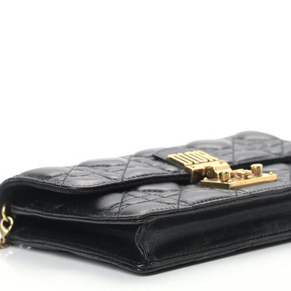 Christian Dior Lambskin Cannage Dioraddict Wallet on Chain Clutch Black 7 of 8