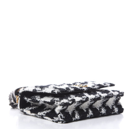 Chanel Wool Tweed Lambskin Quilted 19 Wallet On Chain WOC and Coin Purse Black White 4 of 11