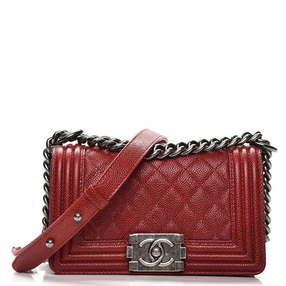 Chanel Caviar Quilted Small Boy Flap Dark Red 1 of 8