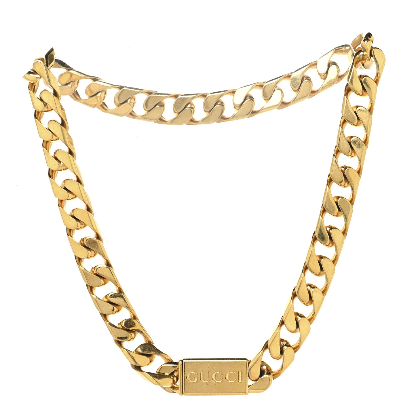 Metal Script Chain Choker Necklace Gold