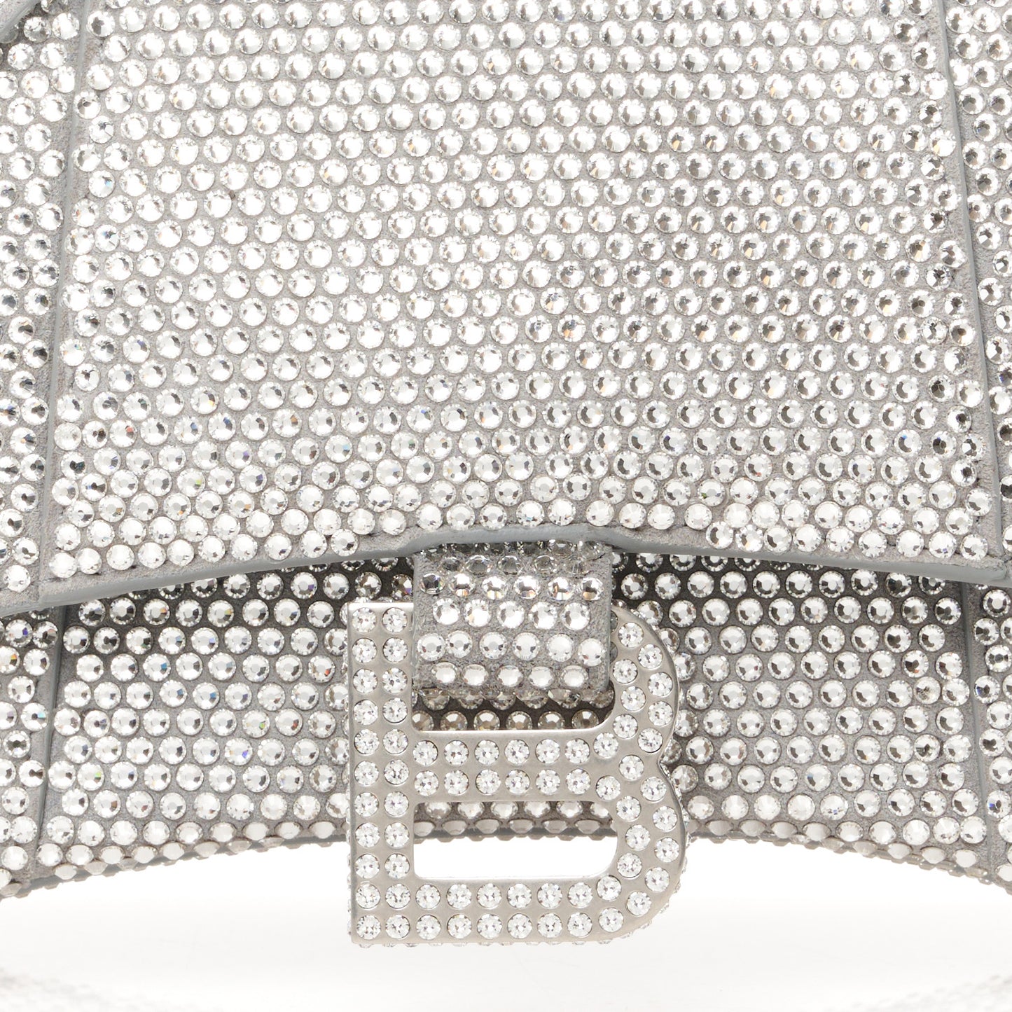 Strass Suede Hourglass Top Handle Bag XS Smoke Grey Crystal