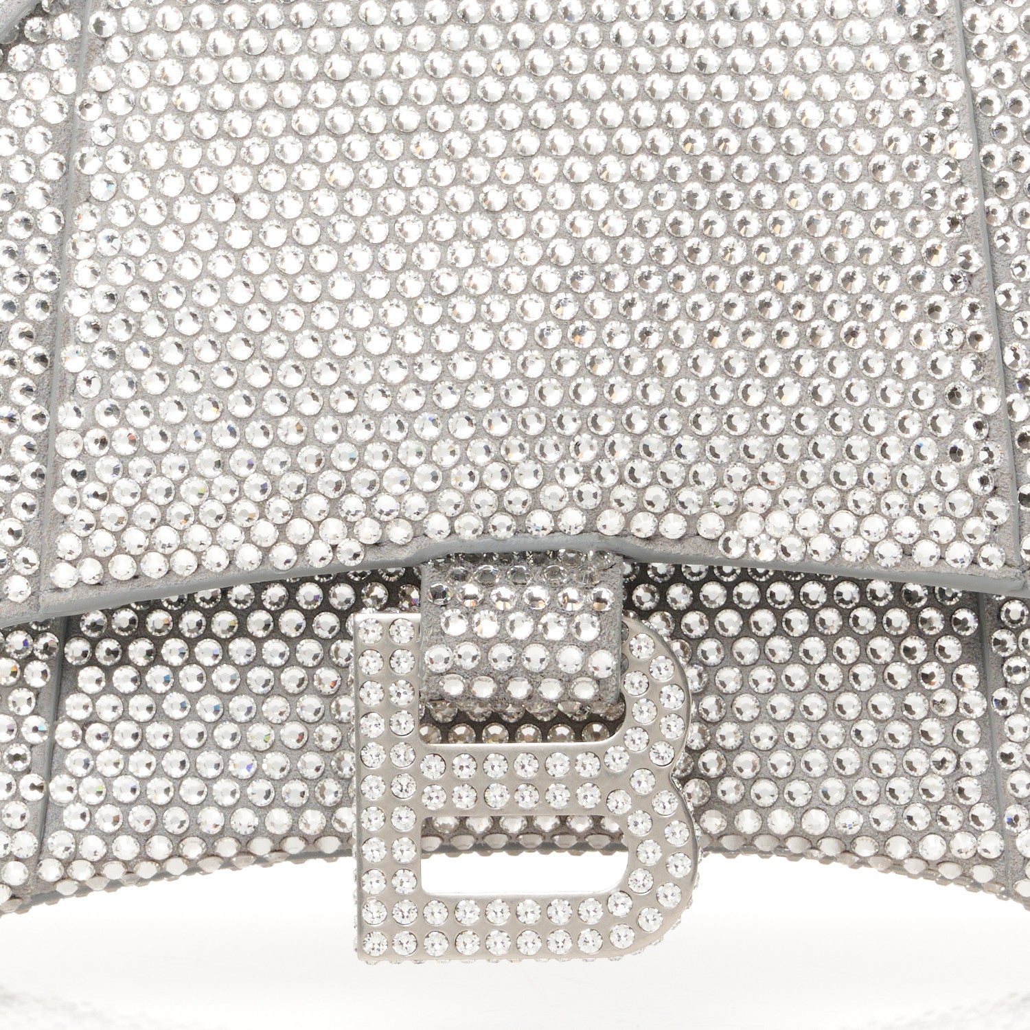 Balenciaga Strass Suede Hourglass Top Handle Bag XS Smoke Grey Crystal 9 of 11