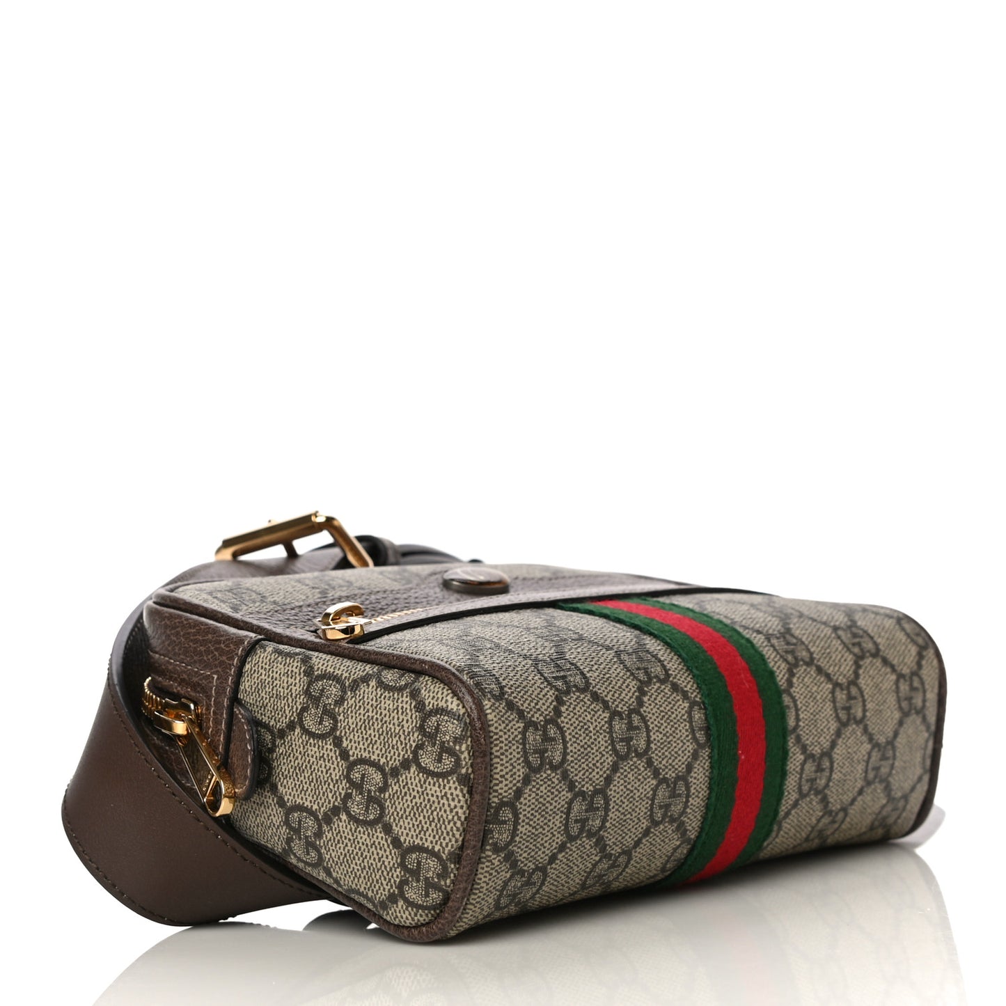 GG Supreme Monogram Web Small Ophidia Belt Bag 85 34 Dark Brown