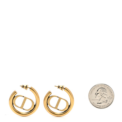 Christian Dior Metal 30 Montaigne Hoop Earrings Aged Gold 2 of 6
