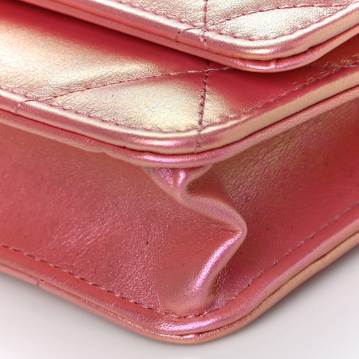 Chanel Iridescent Calfskin Quilted Chanel 19 Wallet On Chain WOC Pink 6 of 12