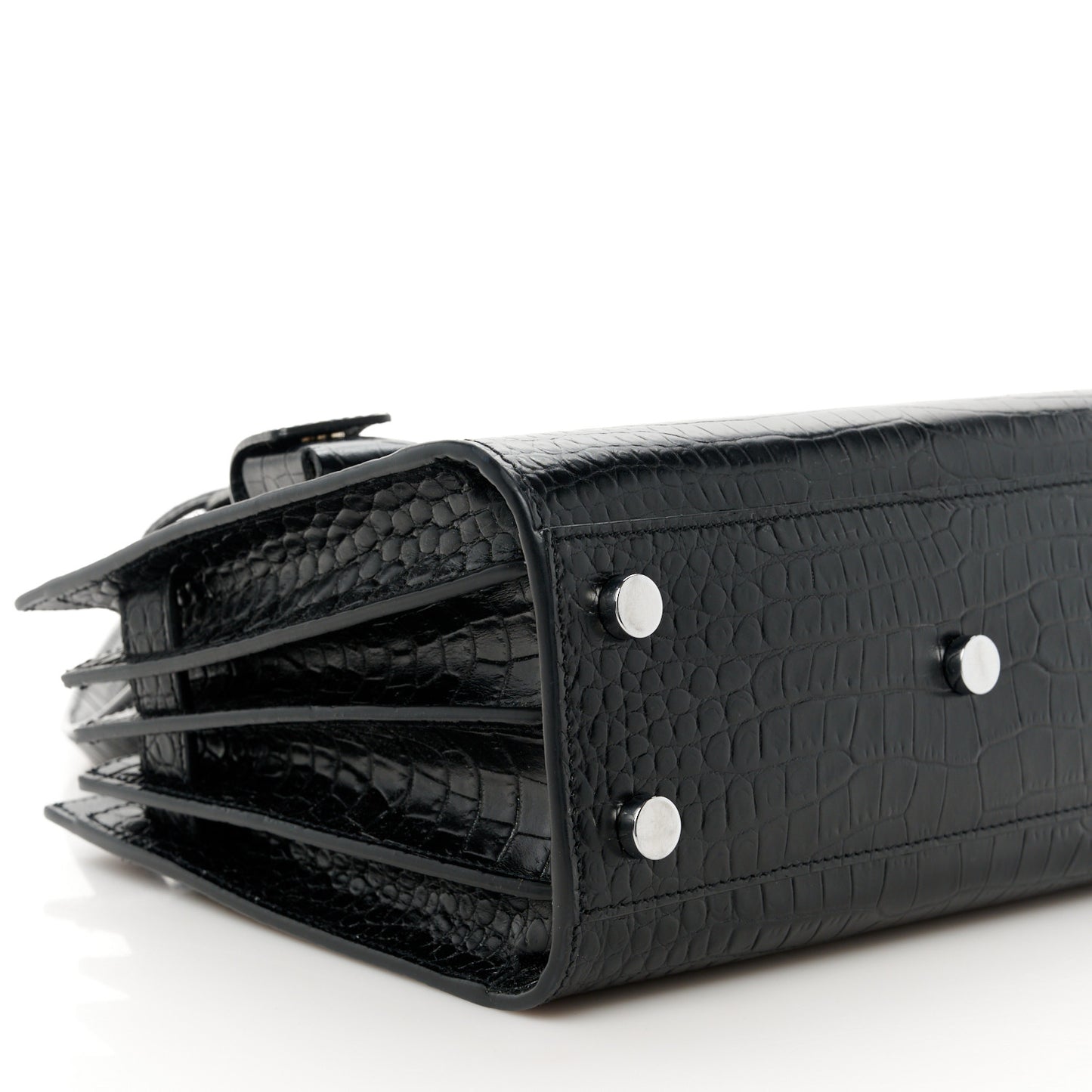 Calfskin Crocodile Embossed Nano Sac De Jour Black