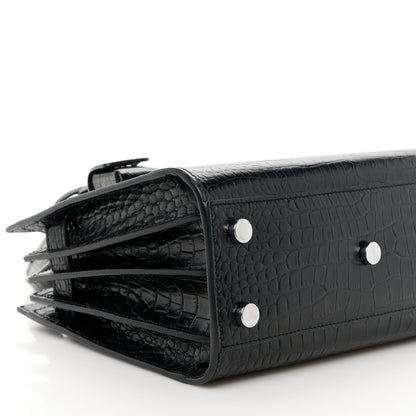 Saint Laurent Calfskin Crocodile Embossed Nano Sac De Jour Black 10 of 11