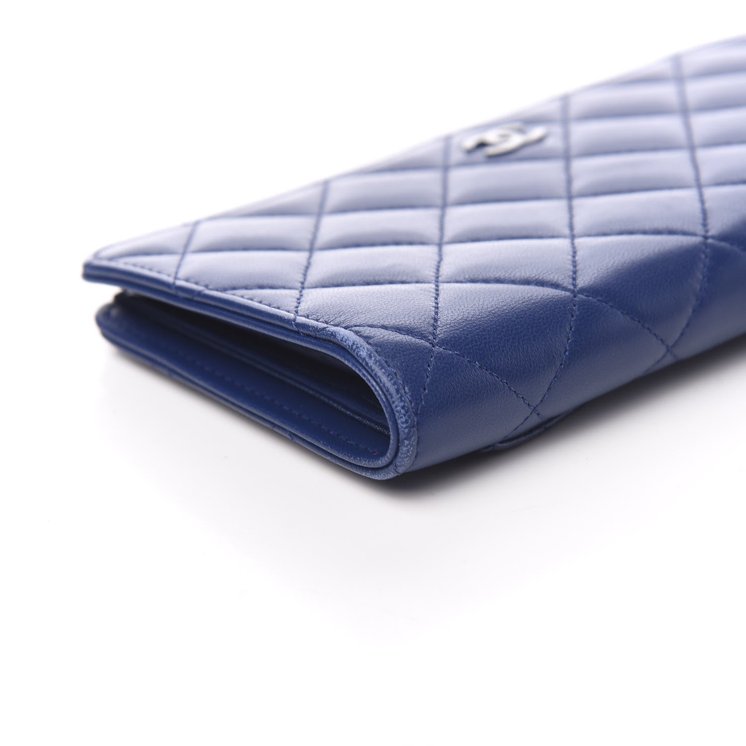 Chanel Lambskin Quilted Yen Wallet Blue 8 of 10