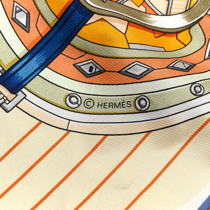 Hermes Silk Tous En Selle Scarf Orange Cjit Creme 4 of 4