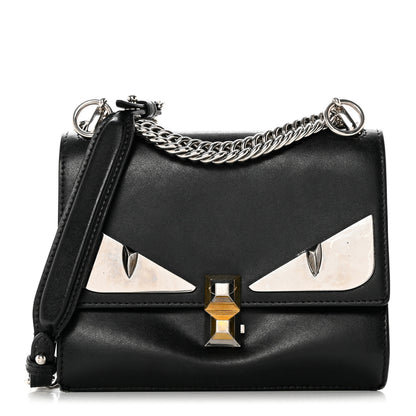 Fendi Vitello Liberty Lucido Metal Monster Eyes Studded Small Kan I Shoulder Bag Black 1 of 9