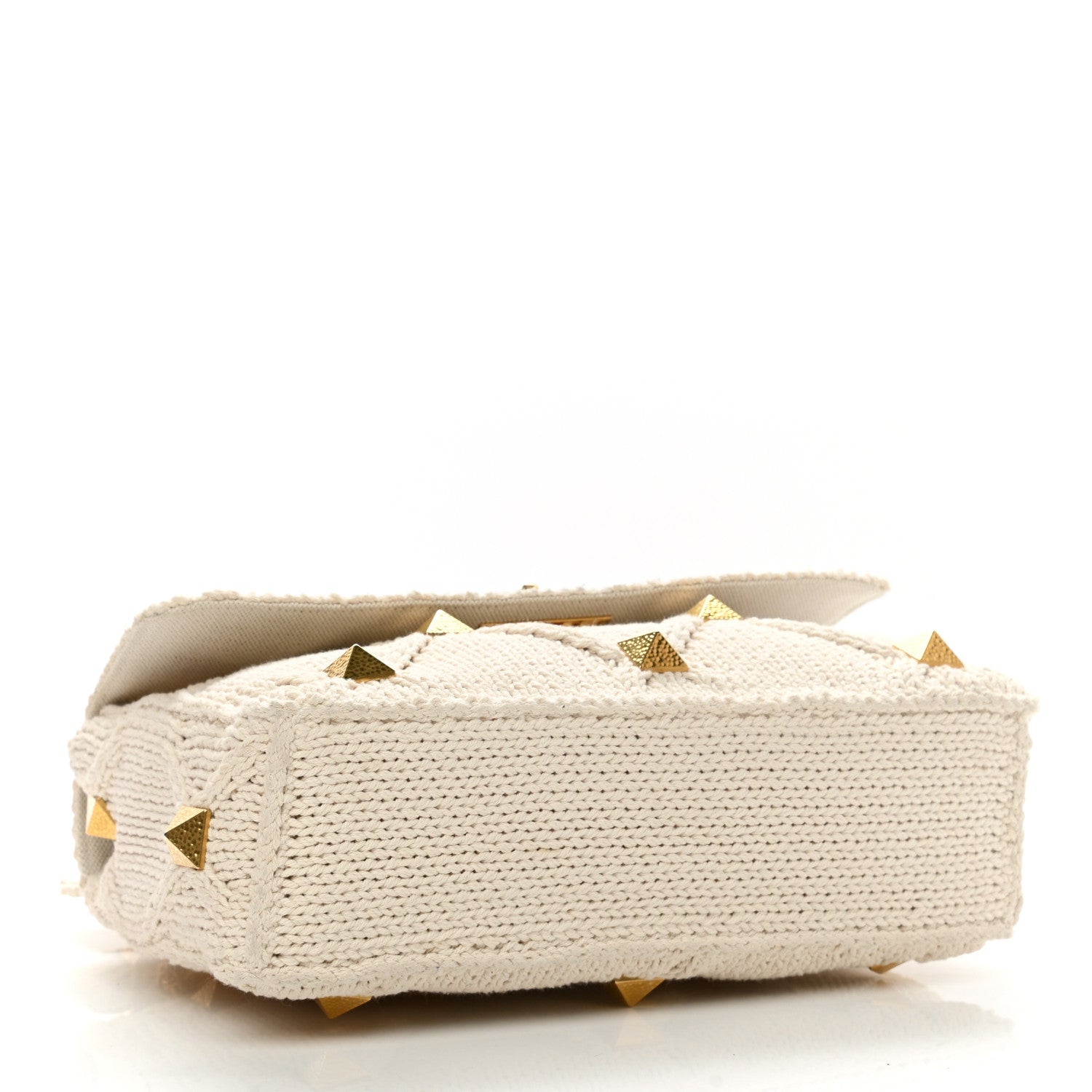 Valentino Garavani Knit Large Roman Stud Shoulder Bag Ecru 4 of 10