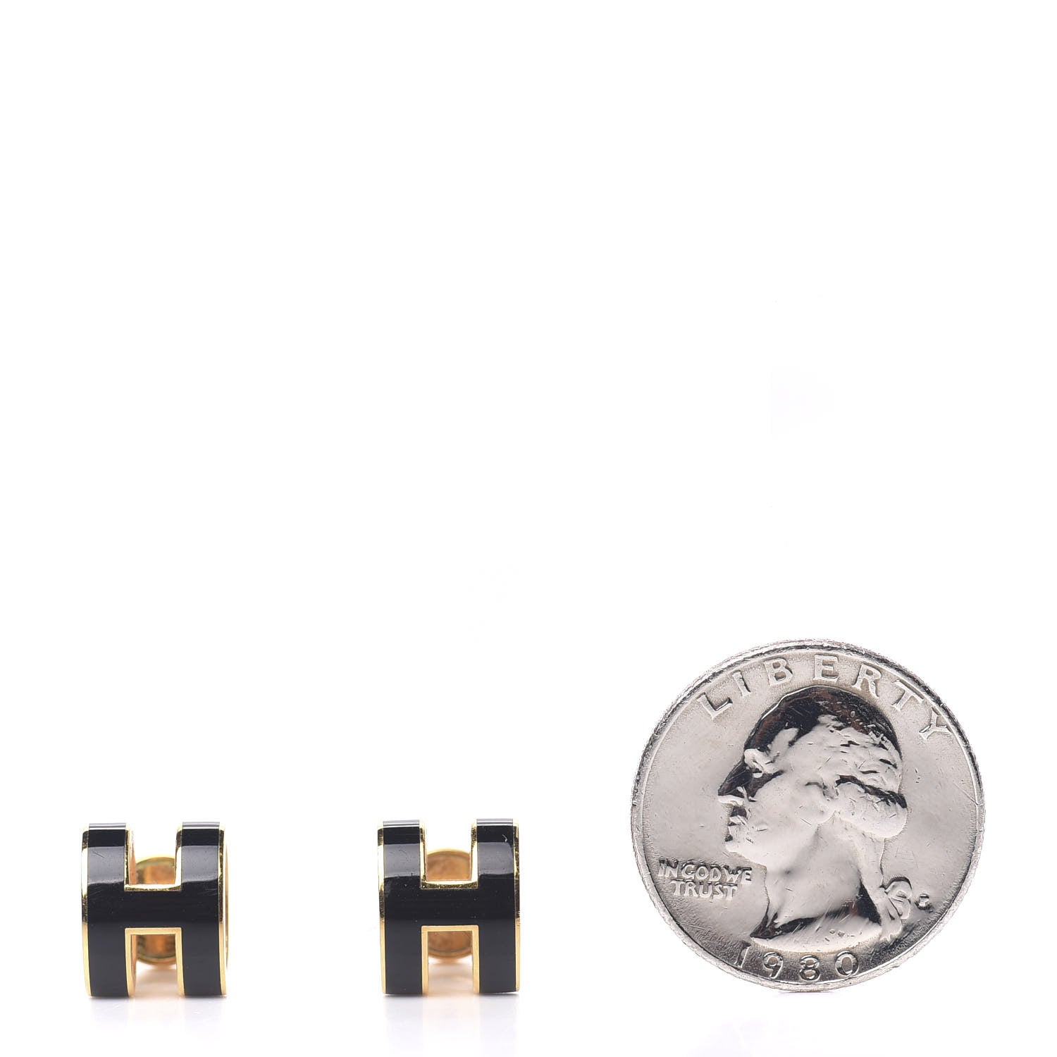 Hermes Gold Lacquered Pop H Earrings Black 2 of 3