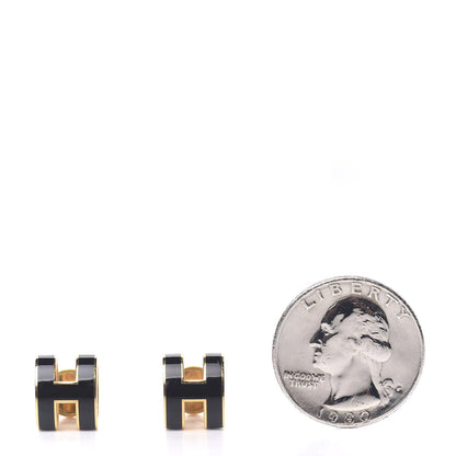 Hermes Gold Lacquered Pop H Earrings Black 2 of 3