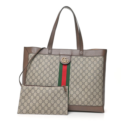 Gucci GG Supreme Monogram Web Ophidia Tote Brown 1 of 8