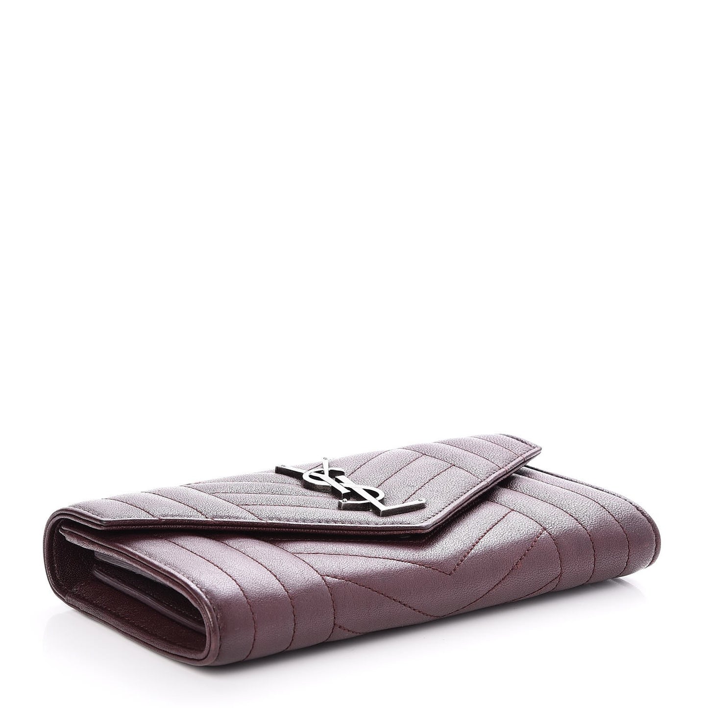 Lambskin Mixed Matelasse Quilted Large Monogram Envelope Wallet Bordeaux