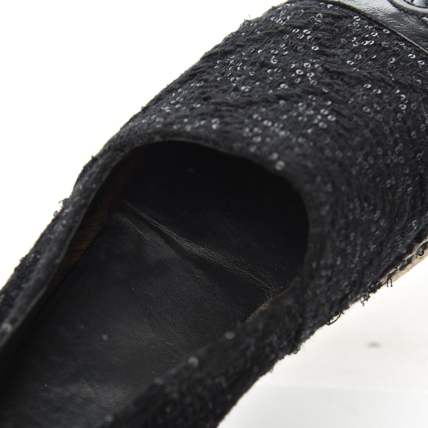 Chanel Tweed Patent Goatskin Sequin CC Espadrilles 38 Black 18 of 19