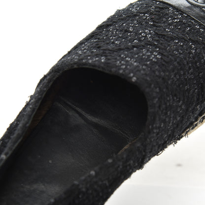 Chanel Tweed Patent Goatskin Sequin CC Espadrilles 38 Black 18 of 19