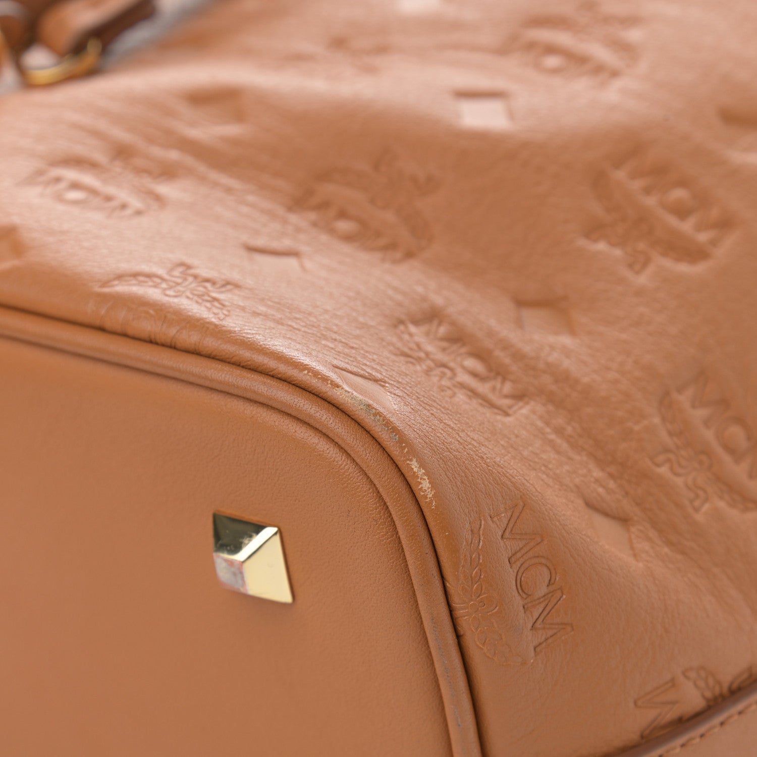 MCM Calfskin Ottomar Monogram Essential Bucket Cognac 10 of 13