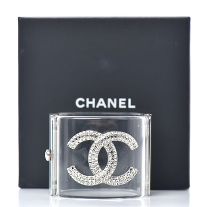Chanel Lucite Baguette Crystal CC Cuff Transparent Silver 5 of 5