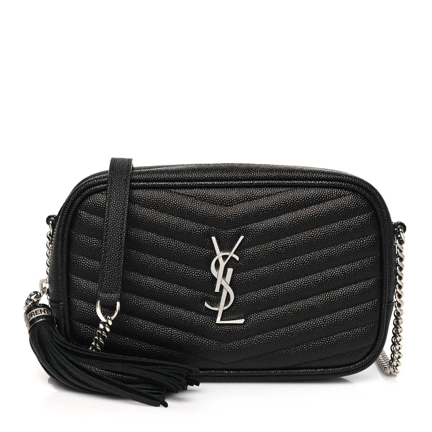 Saint Laurent Grain De Poudre Matelasse Monogram Mini Lou Camera Bag Black 1 of 11