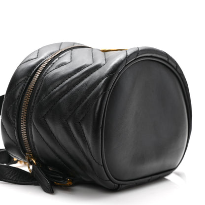 Gucci Calfskin Matelasse Mini GG Marmont Round Backpack Black 8 of 9