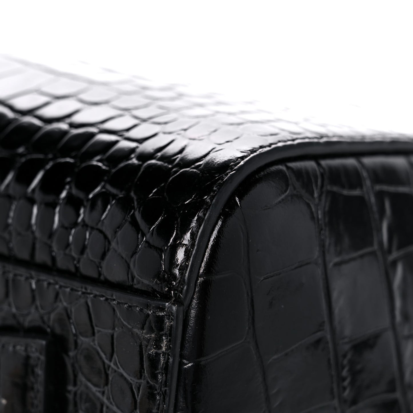 Calfskin Crocodile Embossed Small Antigona Black