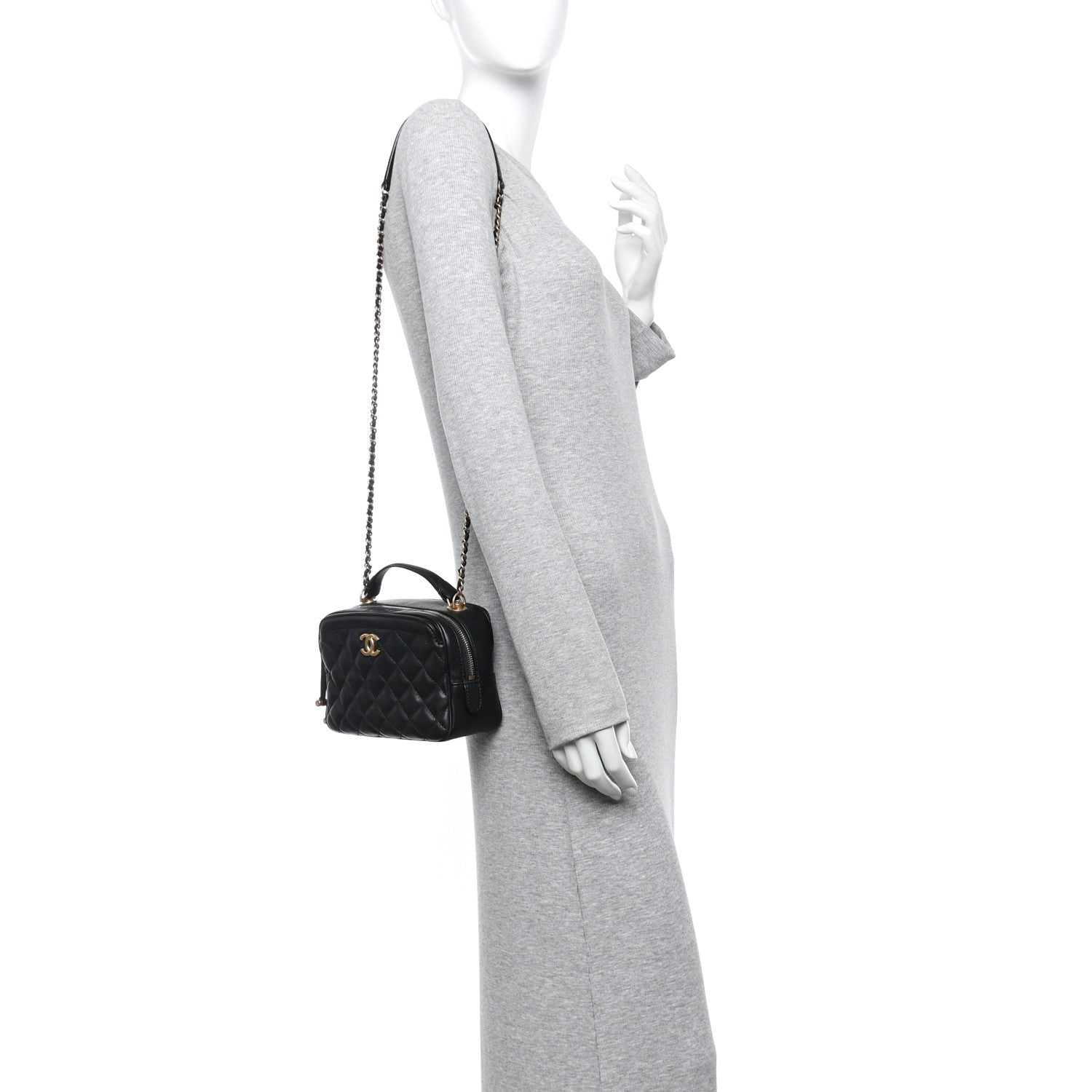 Chanel Calfskin Quilted CC Small Vanity Case Black 2 of 10