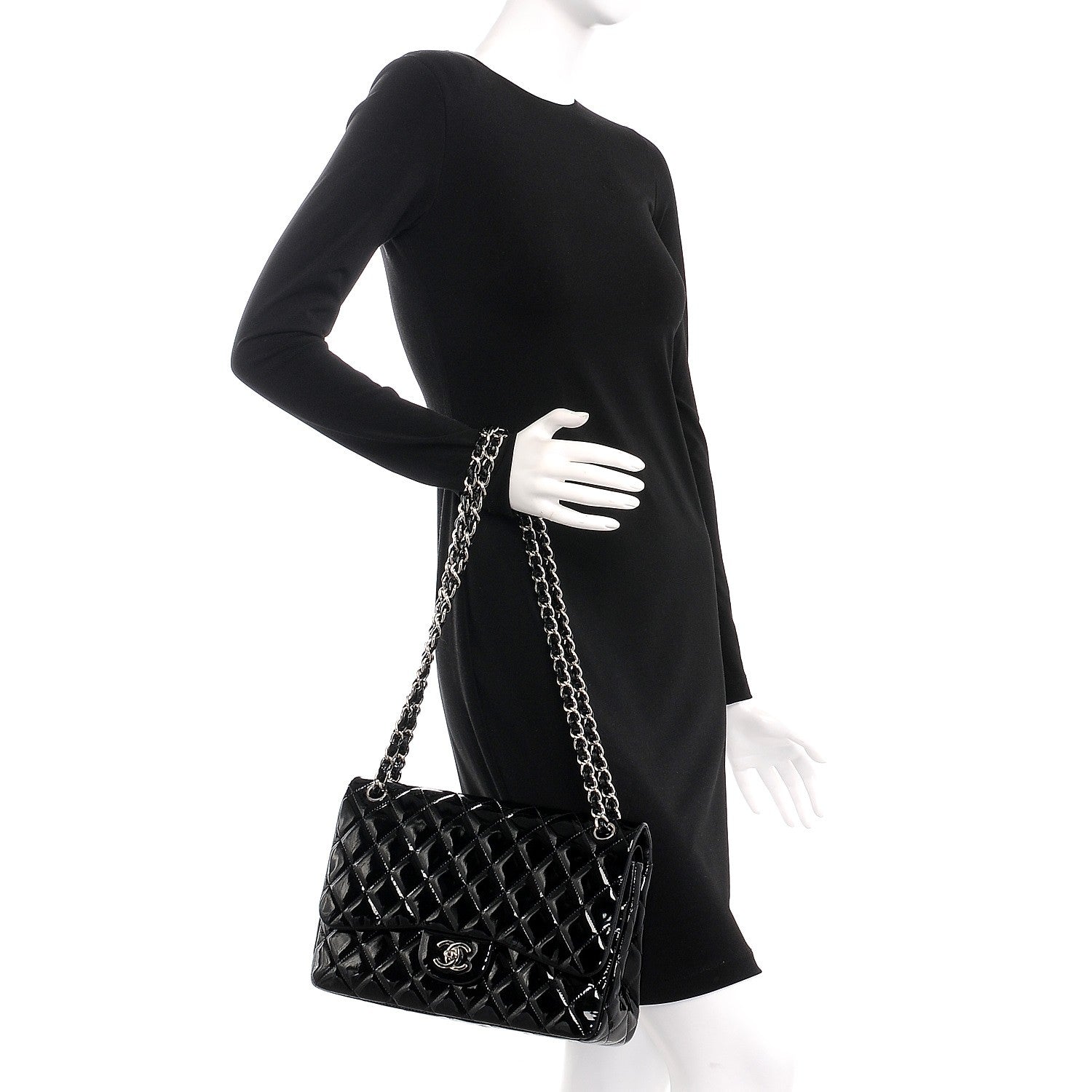 Chanel Patent Quilted Jumbo Double Flap Black 3 of 14