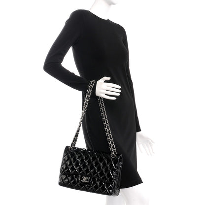 Chanel Patent Quilted Jumbo Double Flap Black 3 of 14