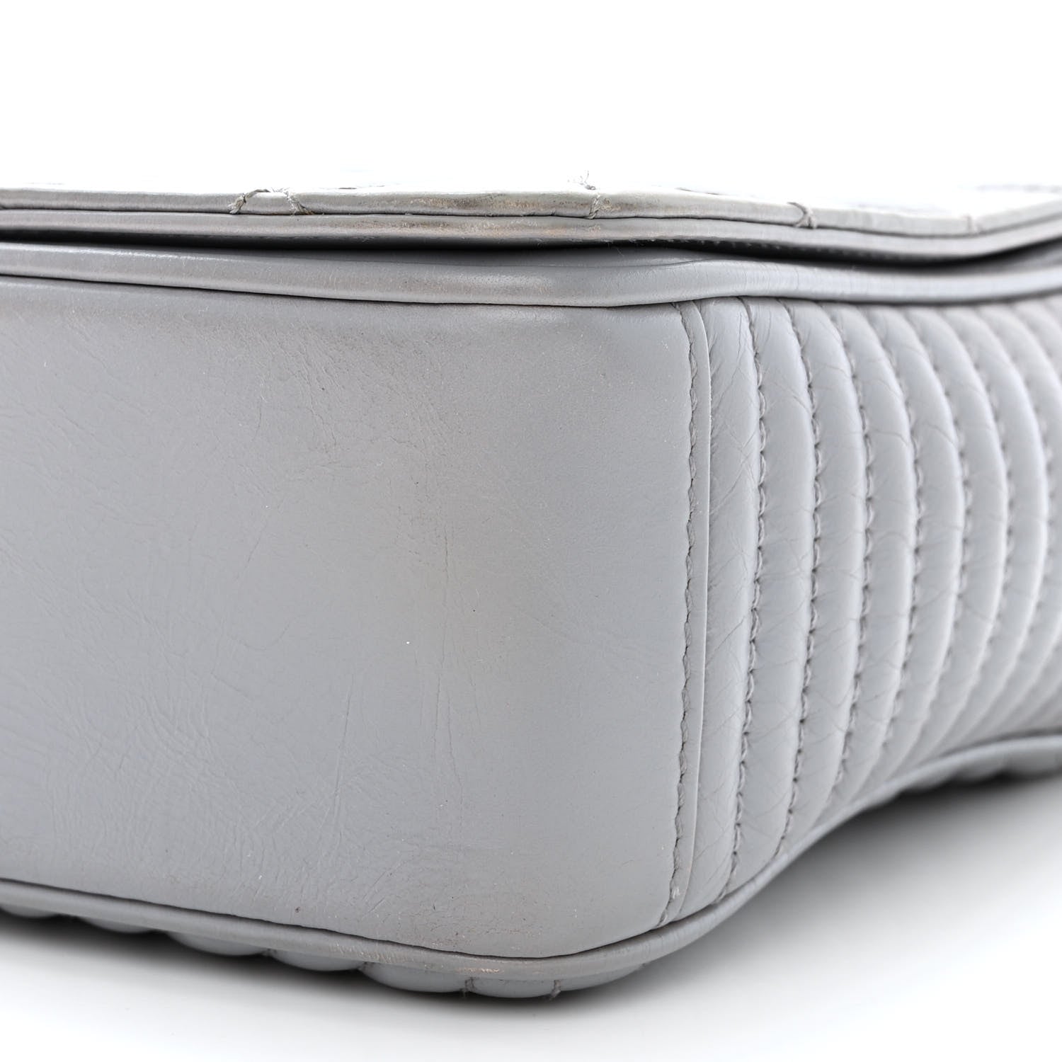 Chanel Glazed Calfskin Quilted Medium Coco Boy Flap Light Grey 9 of 11