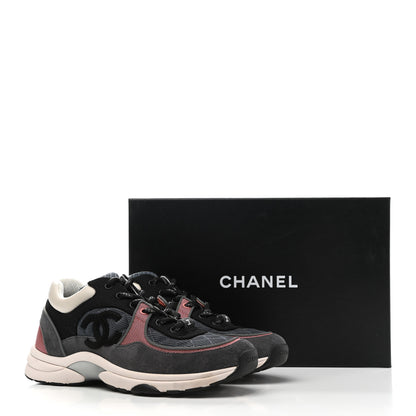 Chanel Mesh Suede Calfskin Womens CC Sneakers 39.5 Grey Pink 10 of 10