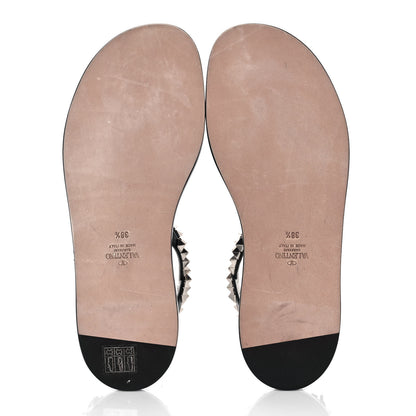 Valentino Garavani Calfskin Rockstud No Limit Slingback Flat Thong Sandals 38.5 Black 5 of 8