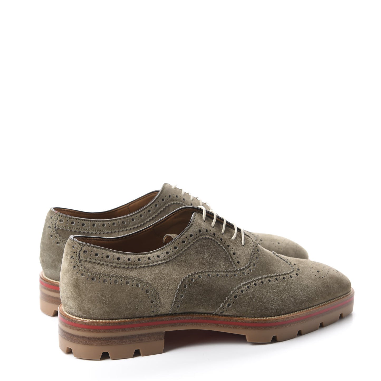 Veau Velours Mens Charlie Me Flat Oxfords 41 Poivre Vert