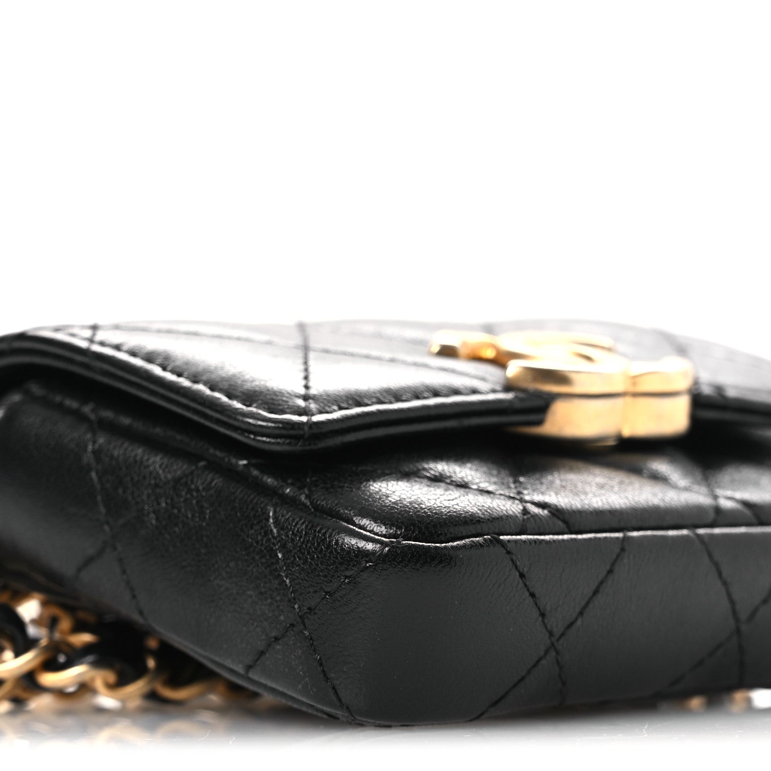 Chanel Lambskin Quilted Flap Chain Belt Bag Black 10 of 12