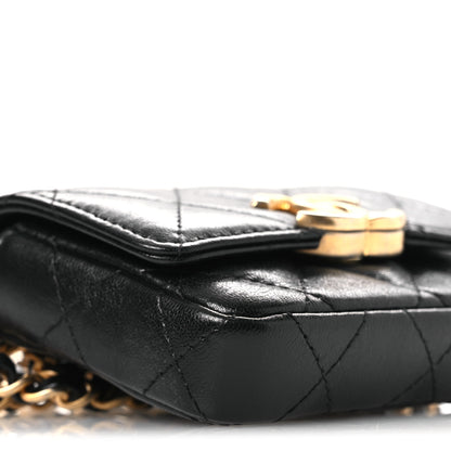 Chanel Lambskin Quilted Flap Chain Belt Bag Black 10 of 12